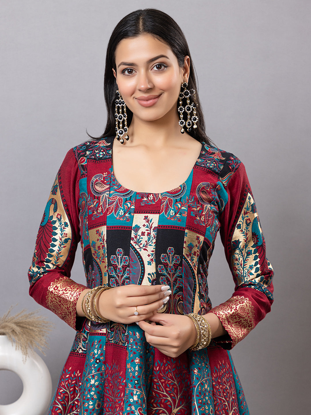 Kidar Multicolor Anarkali Suit Set in Cotton Silk