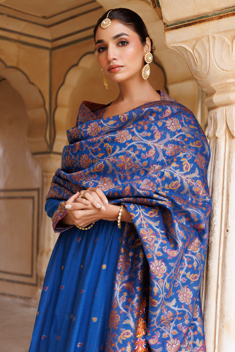 Kidar Navy Blue Anarkali Suit Set In Georgette With Thread Work