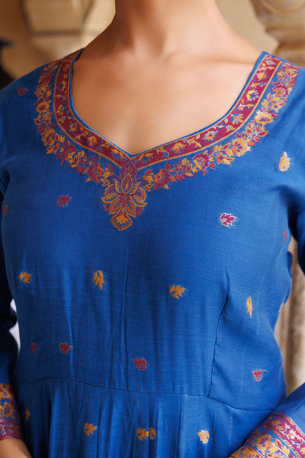 Kidar Navy Blue Anarkali Suit Set In Georgette With Thread Work