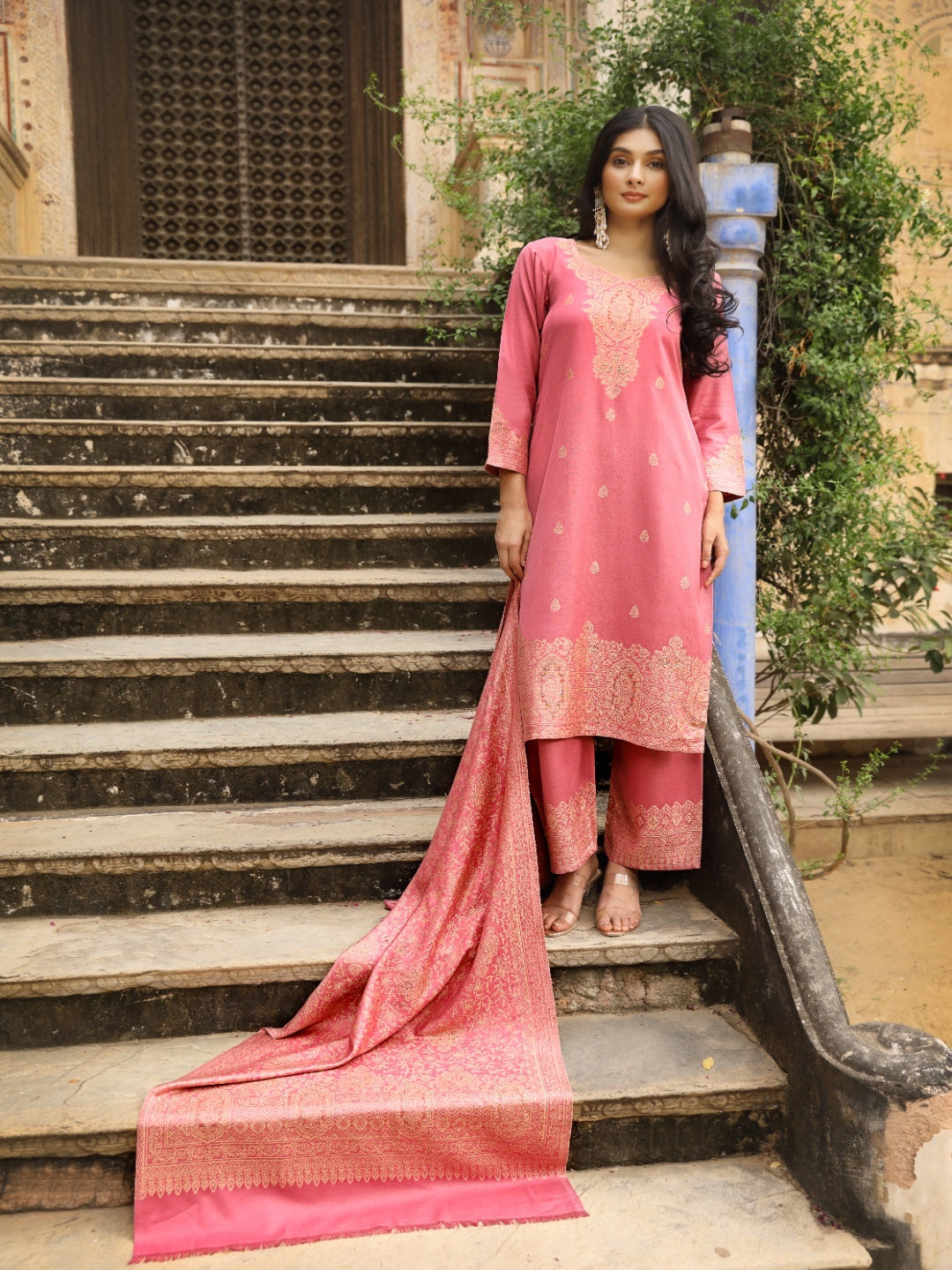 Kidar's D. Onion Acrylic Woolen Kurta Set