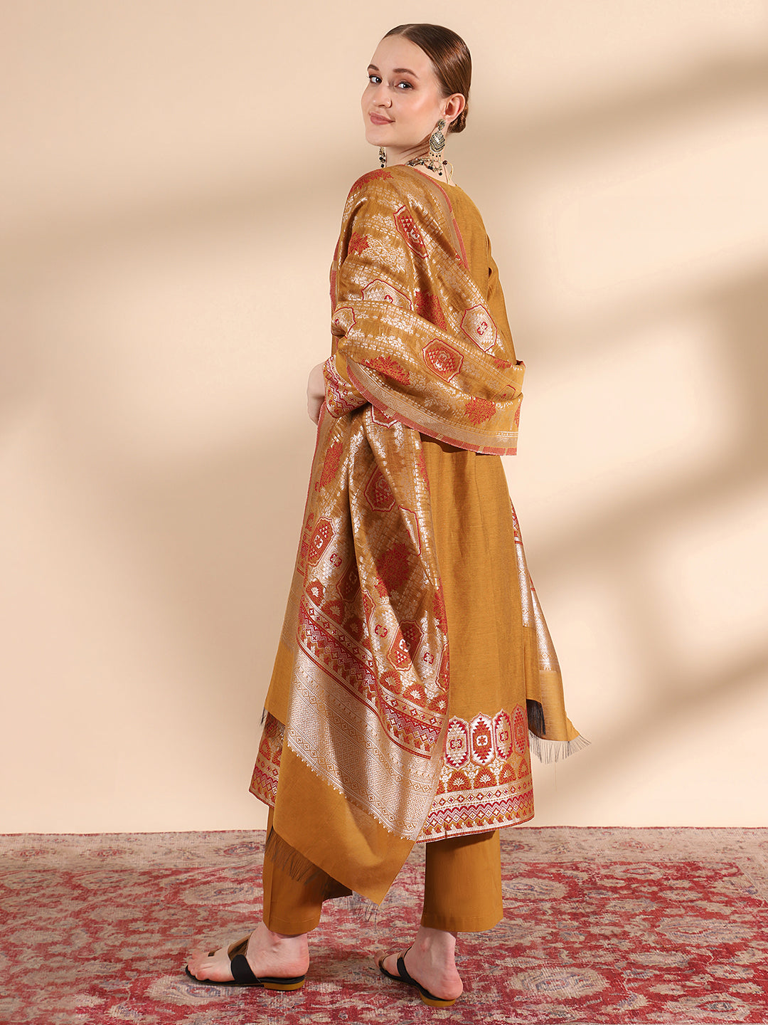 Elegant Mustard Sweetheart Neck Kurta Set by Kidar