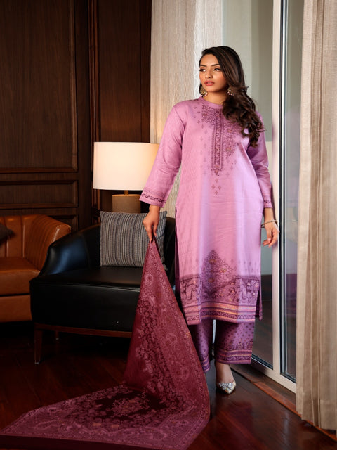 Kidar's Lavender Acrylic Woolen Kurta Set