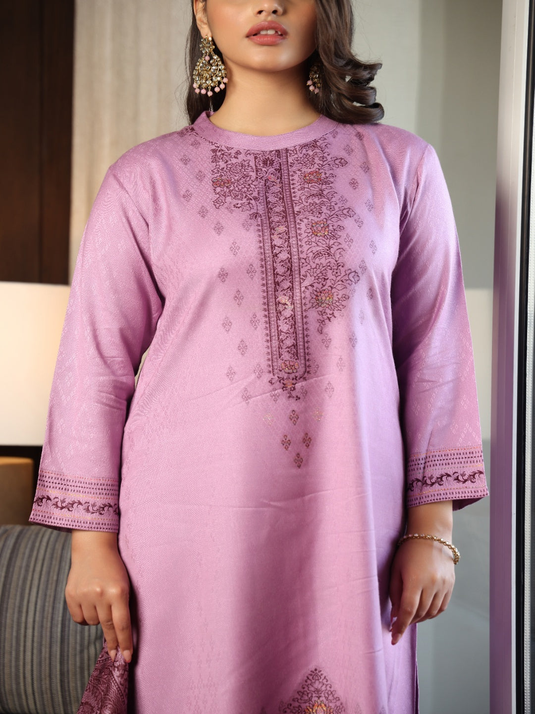 Kidar's Lavender Acrylic Woolen Kurta Set