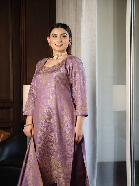 Kidar's Lavender Acrylic Woolen Kurta Set