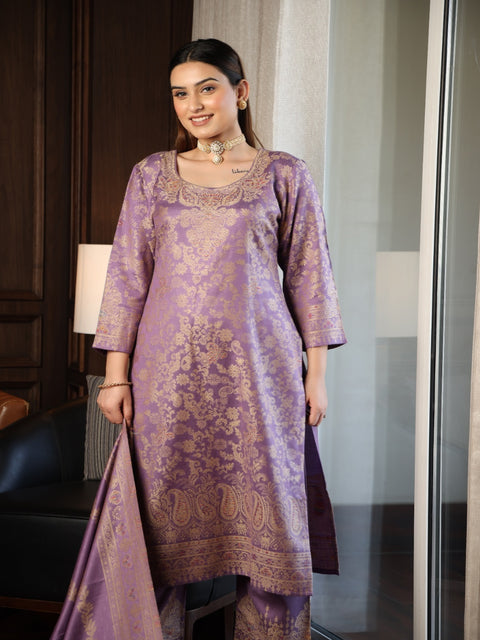 Kidar's Lavender Acrylic Woolen Kurta Set