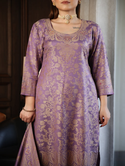 Kidar's Lavender Acrylic Woolen Kurta Set