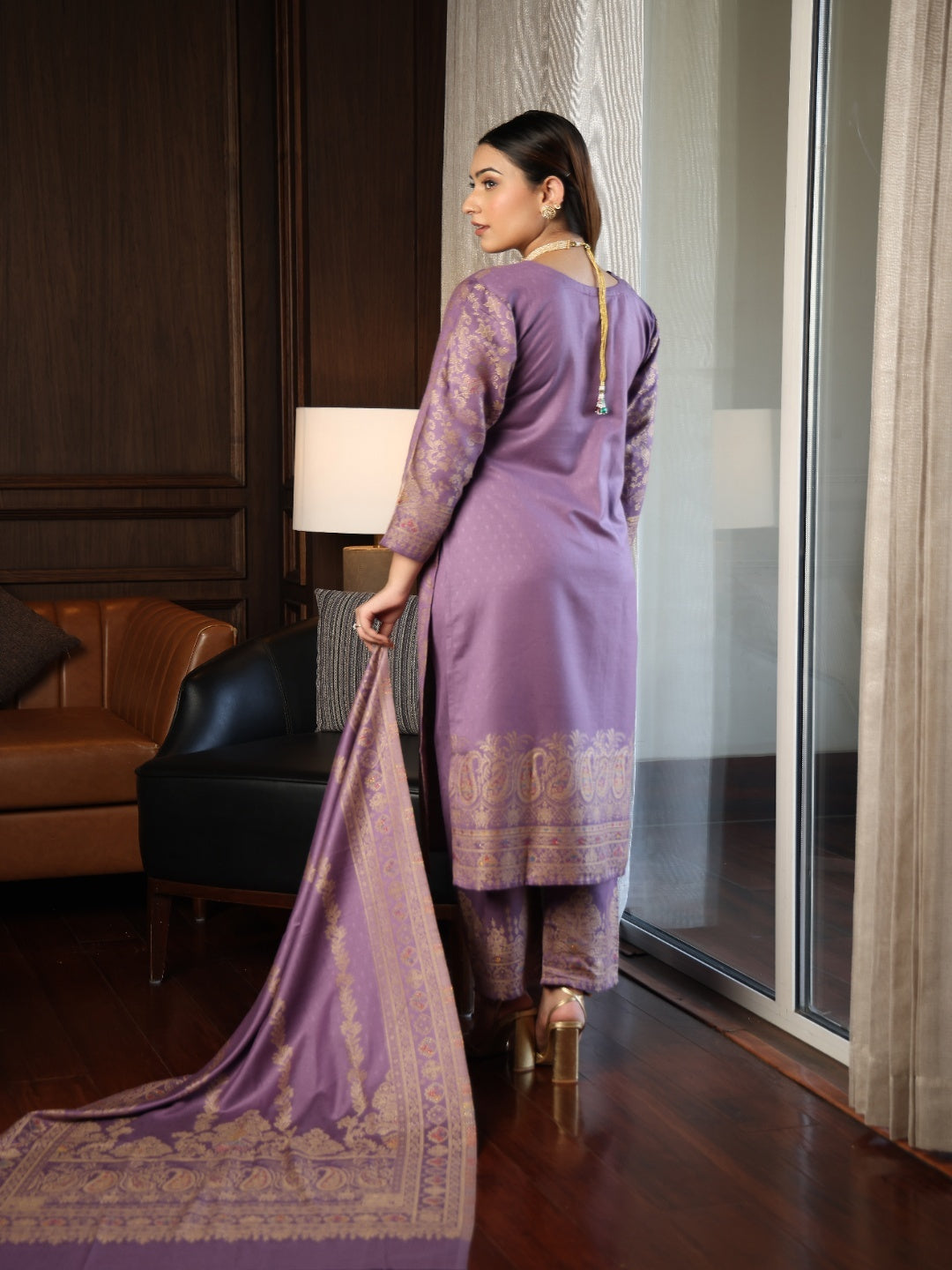 Kidar's Lavender Acrylic Woolen Kurta Set