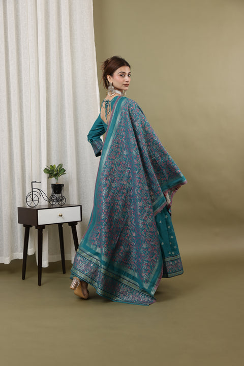 Kidar New Green Silk Sequin Embellished Anarkali Set