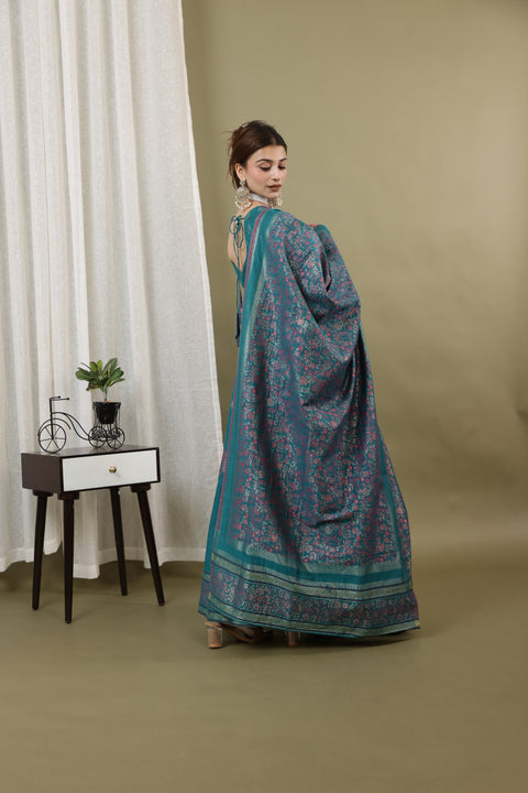 Kidar New Green Silk Sequin Embellished Anarkali Set