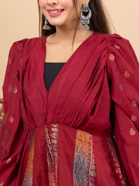 Designer Mehroon Anarkali style with Sharara – Stylish Ethnic Co-Ord Set