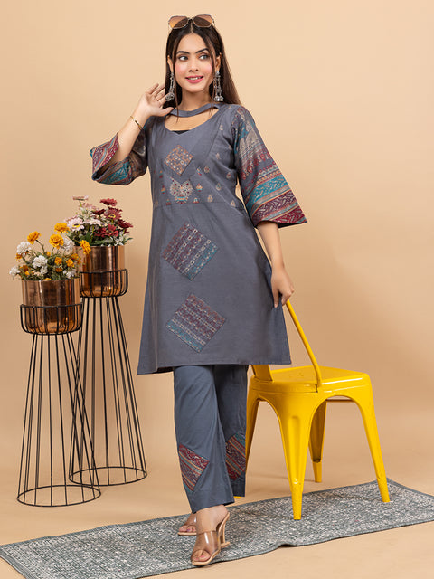 Designer Ethnic Grey Co-Ord Set