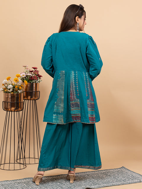 Designer New Green Anarkali style with Sharara – Stylish Ethnic Co-Ord Set