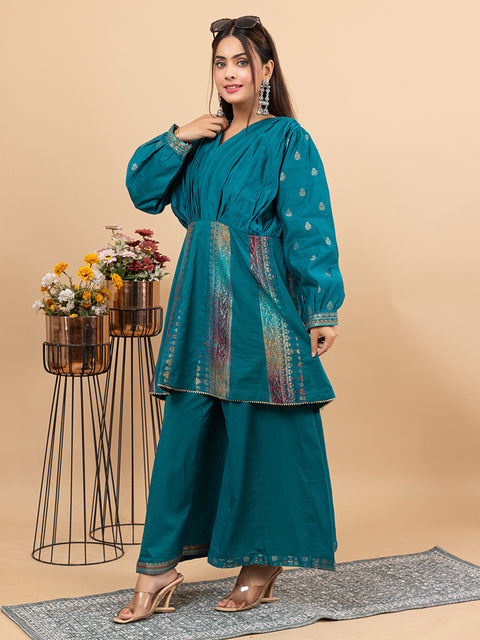 Designer New Green Anarkali style with Sharara – Stylish Ethnic Co-Ord Set