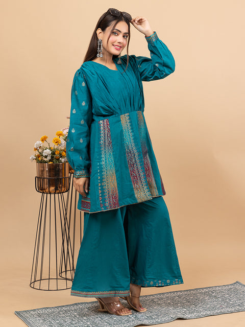 Designer New Green Anarkali style with Sharara – Stylish Ethnic Co-Ord Set