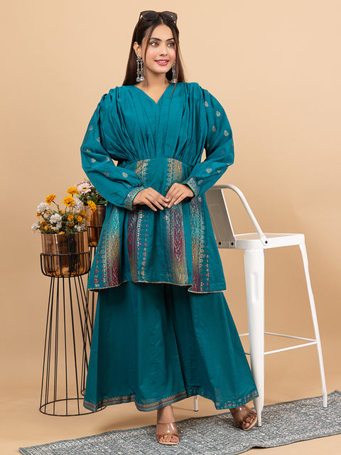 Designer New Green Anarkali style with Sharara – Stylish Ethnic Co-Ord Set