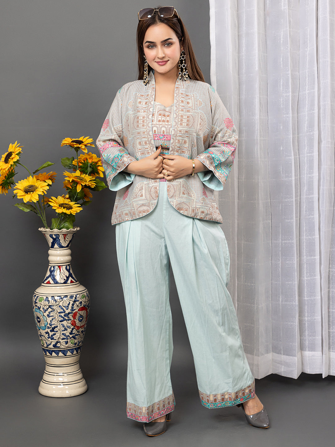 Light Blue Mughal Dream: The Kidar 3-Piece Set