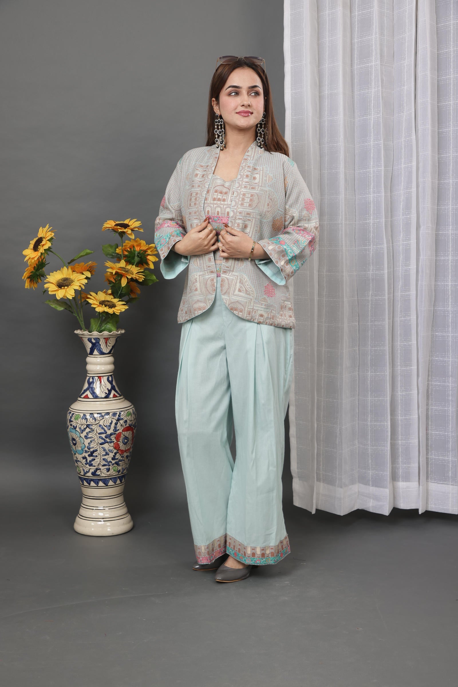 Light Blue Mughal Dream: The Kidar 3-Piece Set