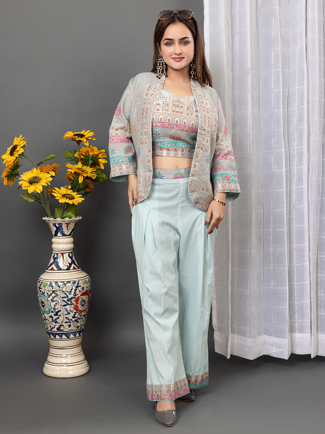 Light Blue Mughal Dream: The Kidar 3-Piece Set