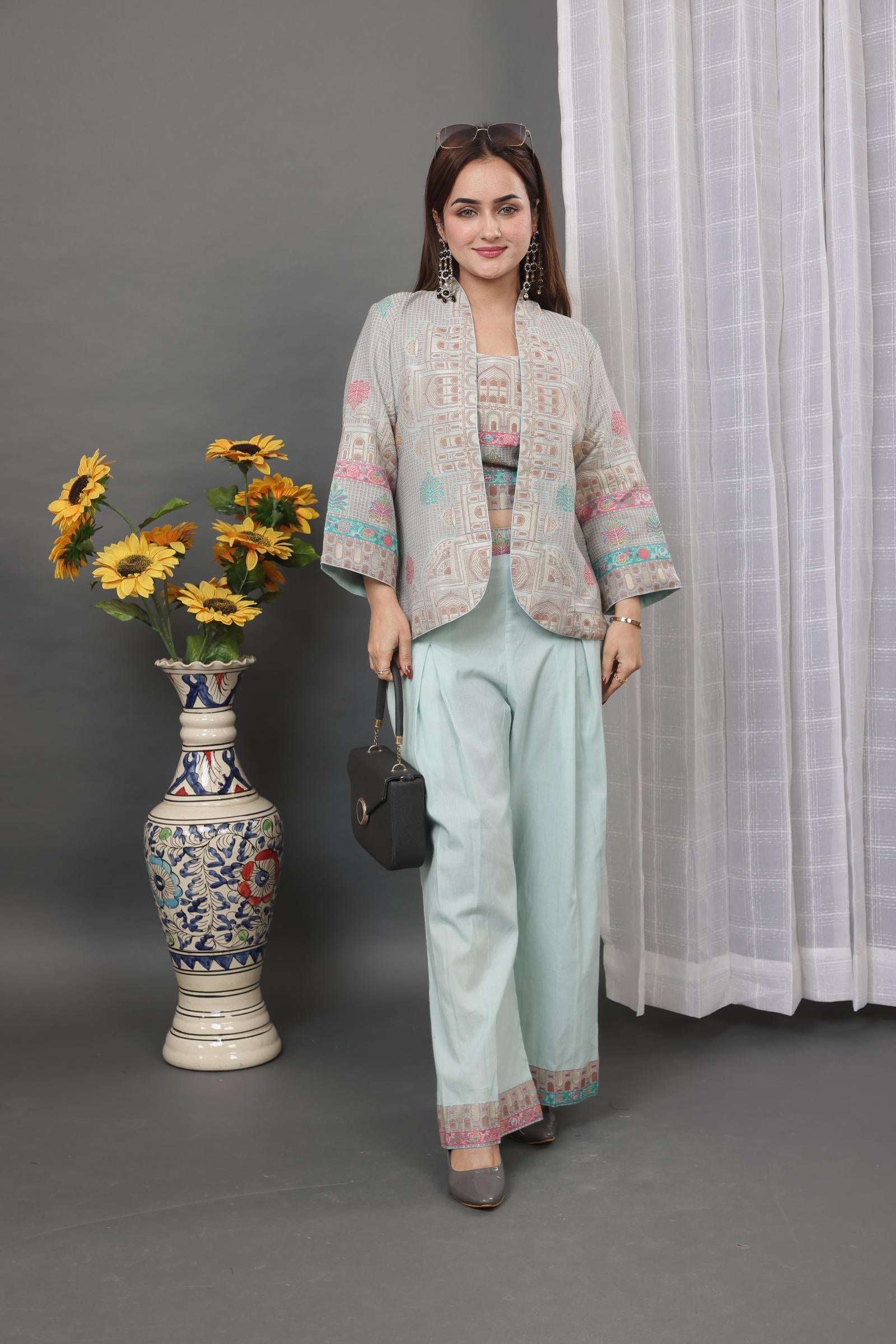 Light Blue Mughal Dream: The Kidar 3-Piece Set