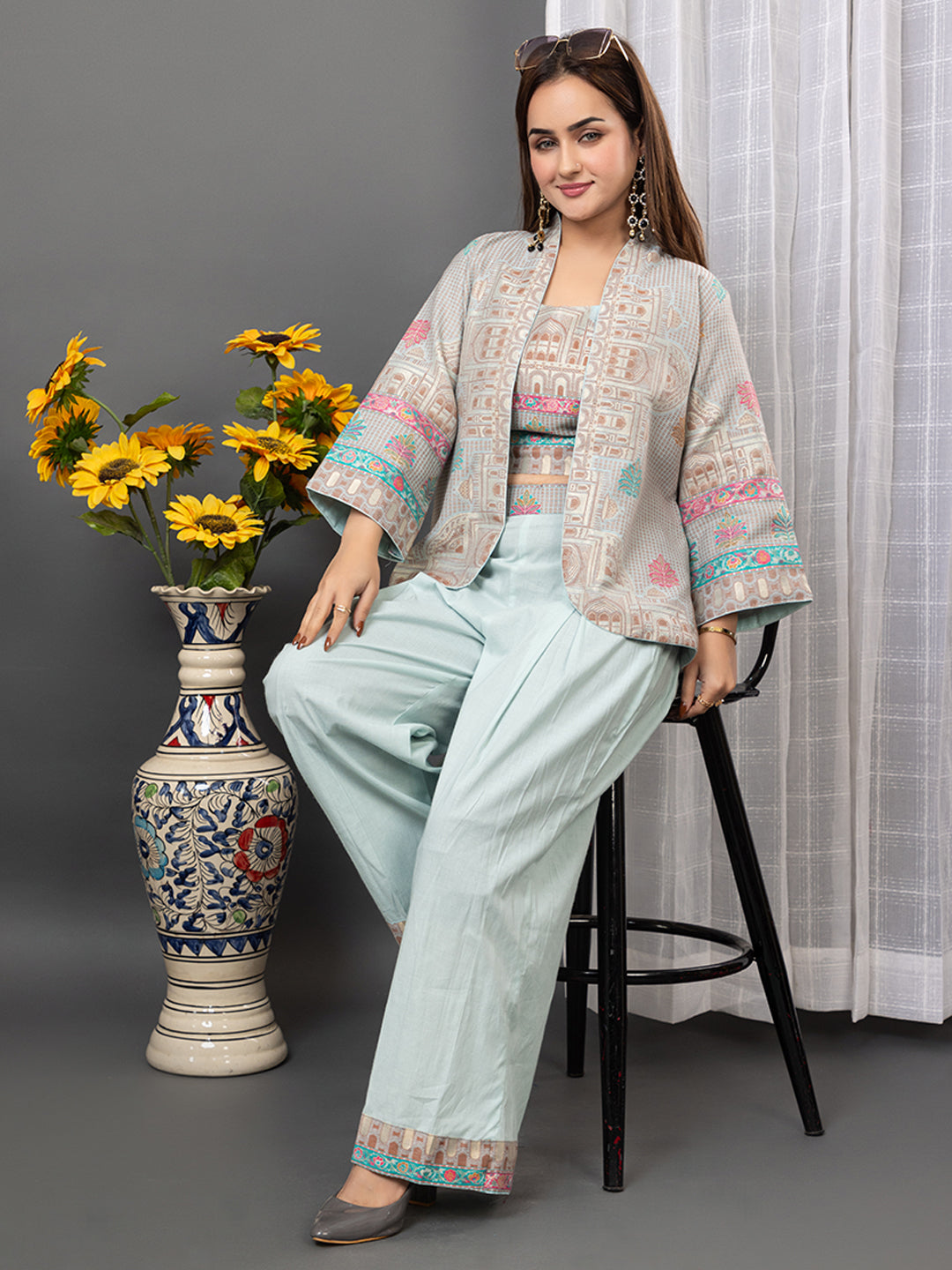 Light Blue Mughal Dream: The Kidar 3-Piece Set