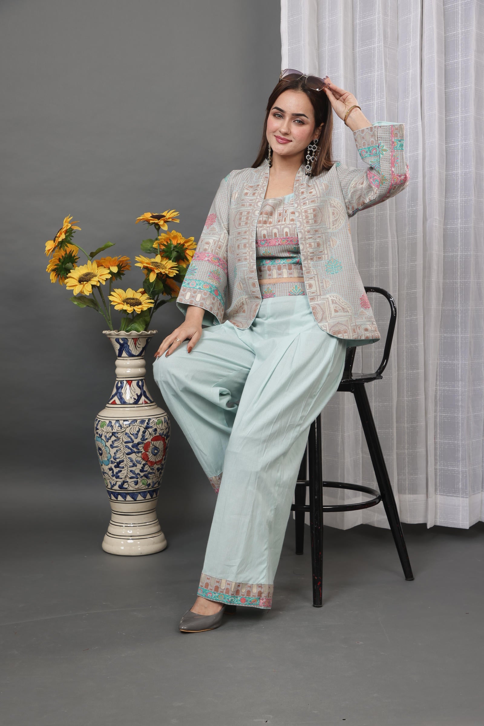 Light Blue Mughal Dream: The Kidar 3-Piece Set