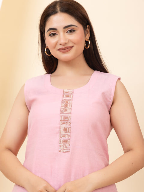 Elegant Pink Cotton Jacquard Co-Ord Set for Women