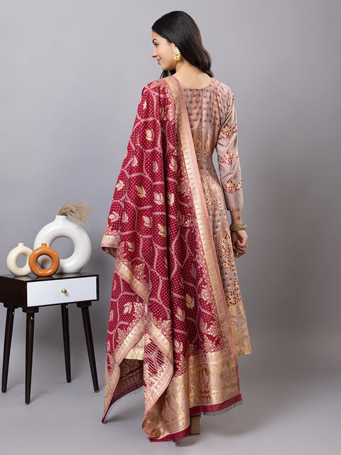 Kidar Multicolor Anarkali Suit Set in Cotton Silk