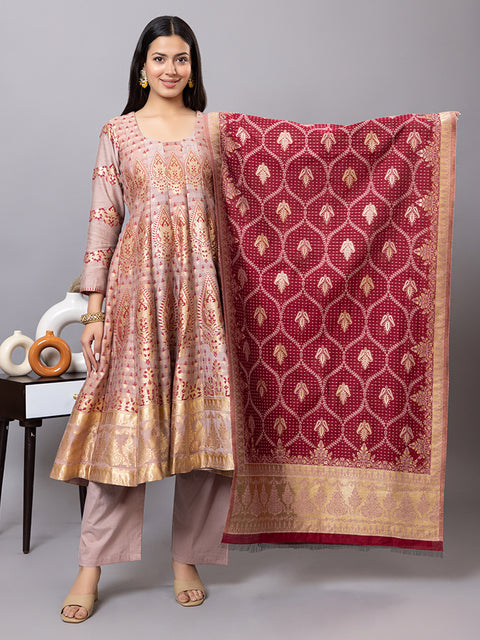 Kidar Multicolor Anarkali Suit Set in Cotton Silk