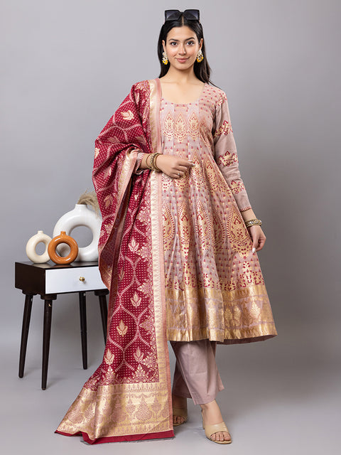 Kidar Multicolor Anarkali Suit Set in Cotton Silk