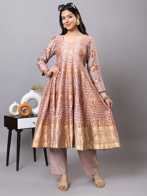 Kidar Multicolor Anarkali Suit Set in Cotton Silk