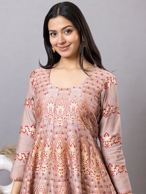 Kidar Multicolor Anarkali Suit Set in Cotton Silk
