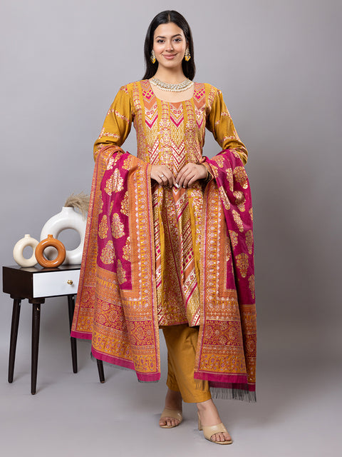 Kidar Multicolor Anarkali Suit Set in Cotton Silk