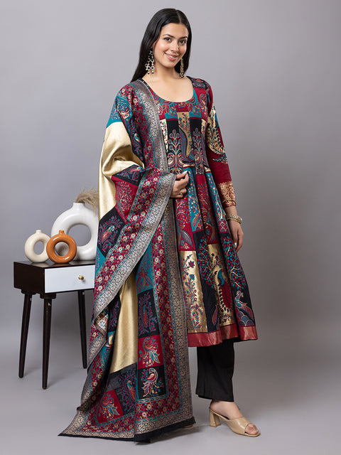 Kidar Multicolor Anarkali Suit Set in Cotton Silk