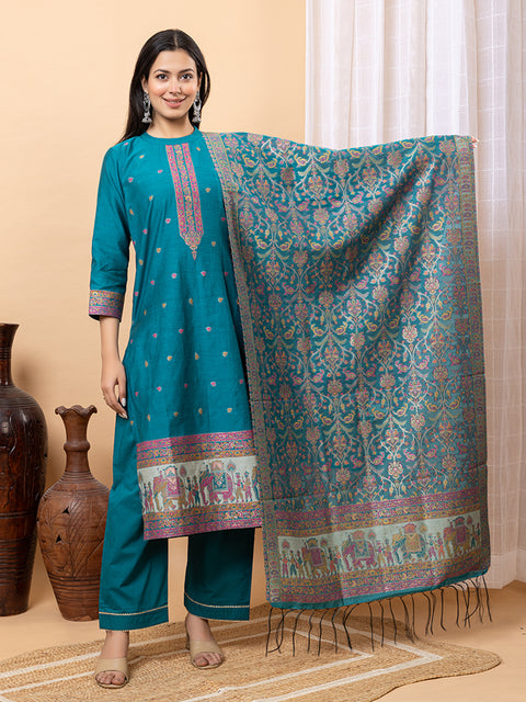 "Elegant New Green Ethnic Suit with Intricate Embroidery and Festive Dupatta Design"