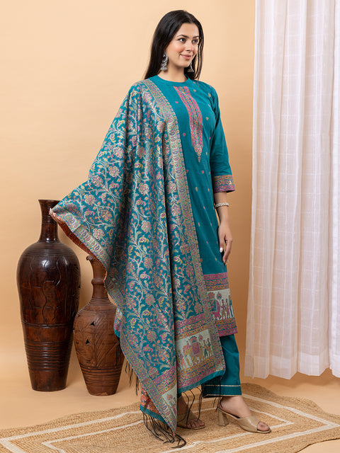 "Elegant New Green Ethnic Suit with Intricate Embroidery and Festive Dupatta Design"