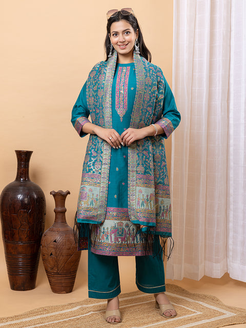 "Elegant New Green Ethnic Suit with Intricate Embroidery and Festive Dupatta Design"