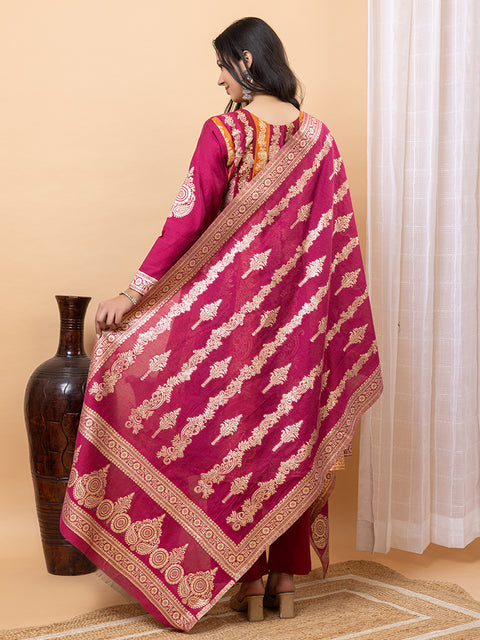Kidar Multicolor Anarkali Suit Set in Cotton Silk