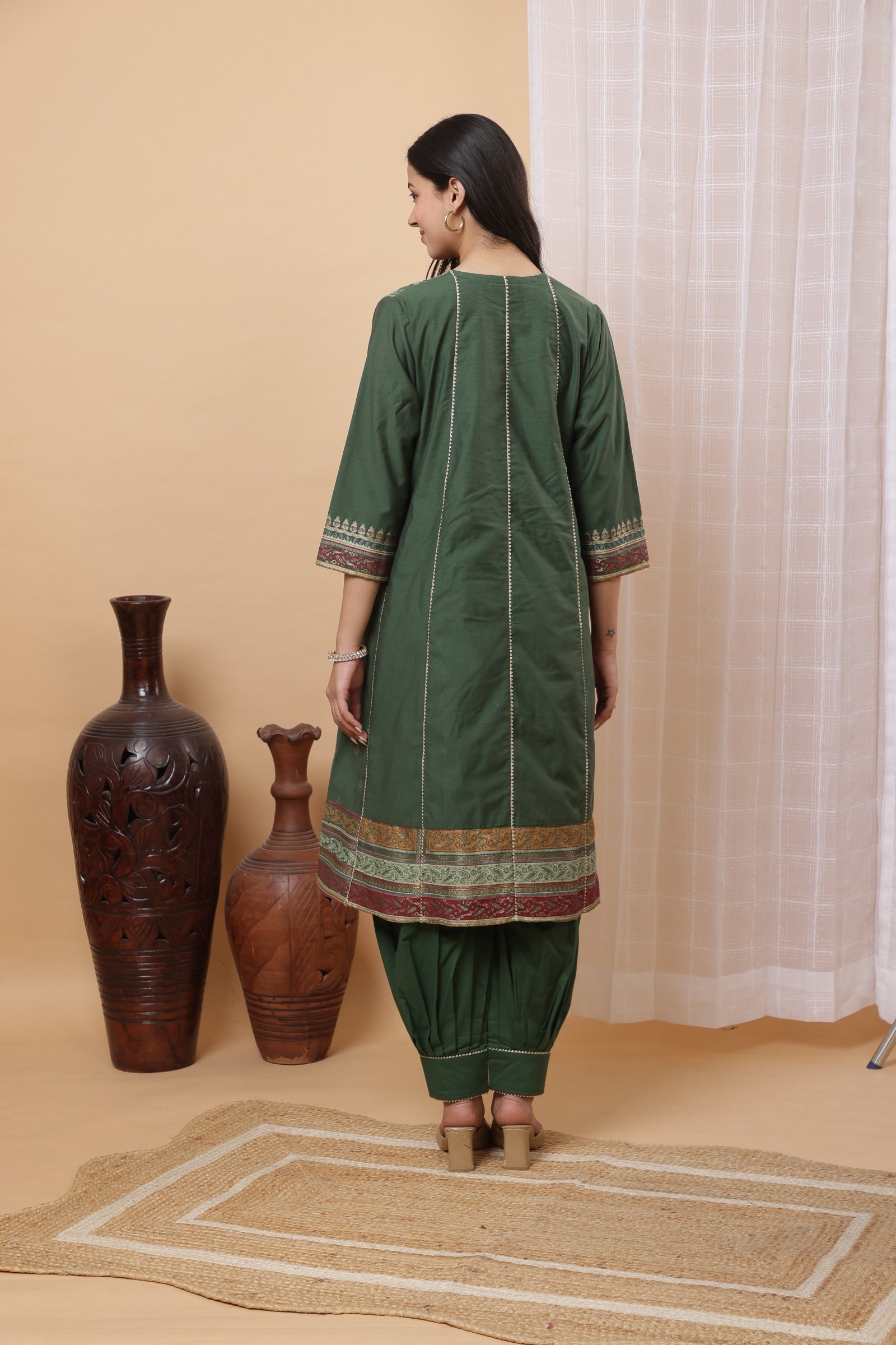 Elegant Green Cotton Silk Co-ord Set by Kidar