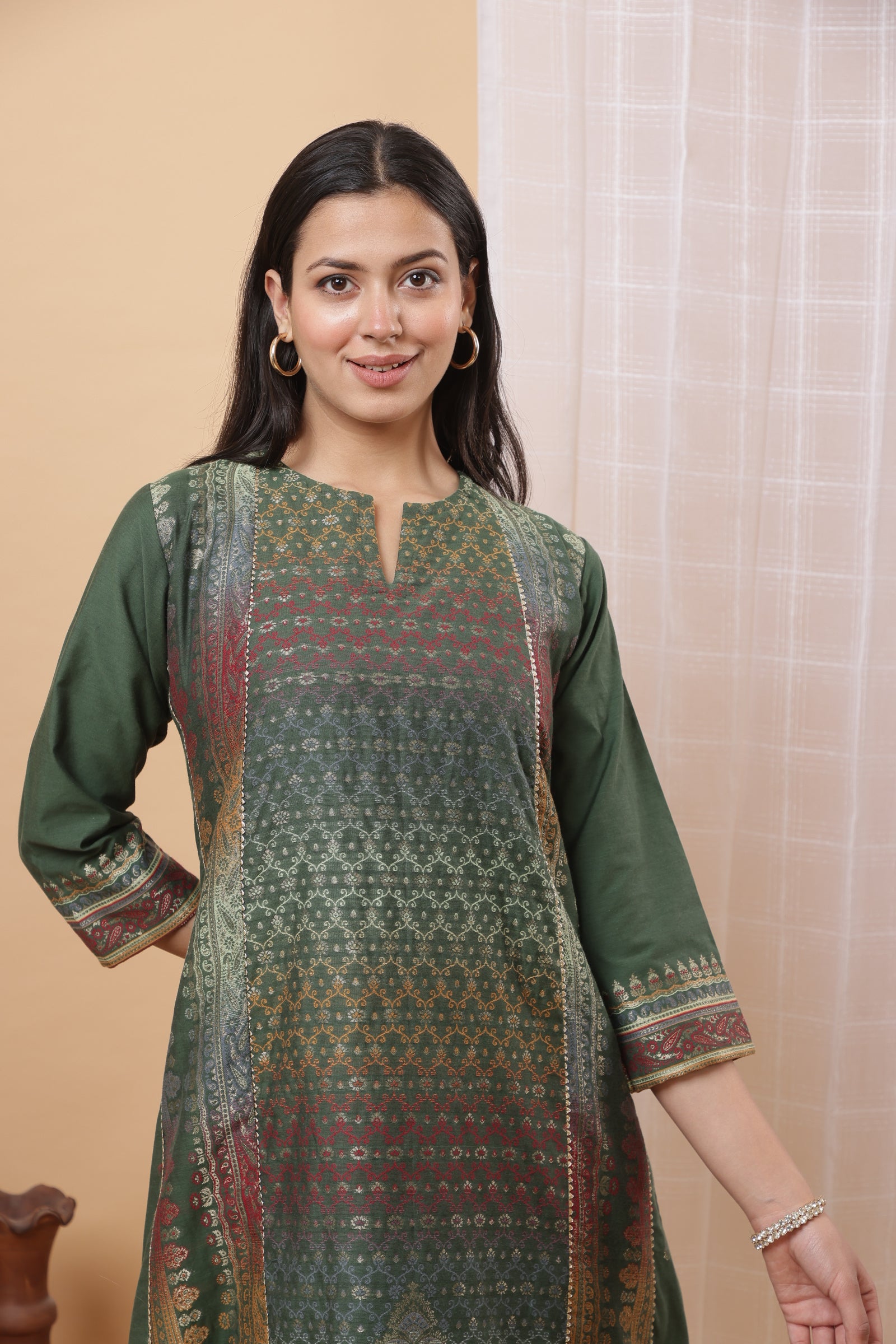 Elegant Green Cotton Silk Co-ord Set by Kidar