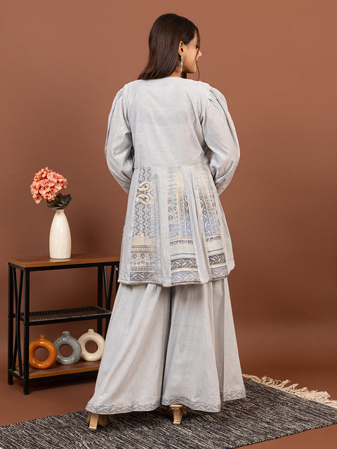 Designer White Anarkali style with Sharara – Stylish Ethnic Co-Ord Set