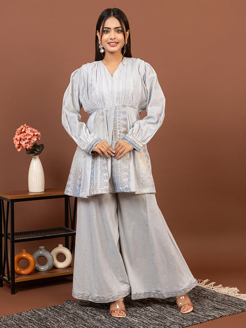 Designer White Anarkali style with Sharara – Stylish Ethnic Co-Ord Set