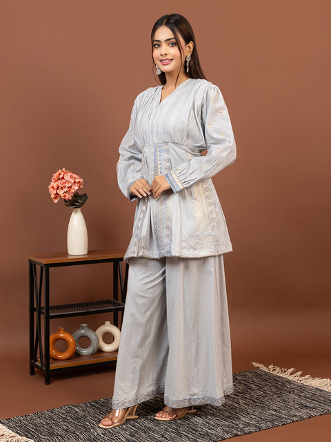 Designer White Anarkali style with Sharara – Stylish Ethnic Co-Ord Set