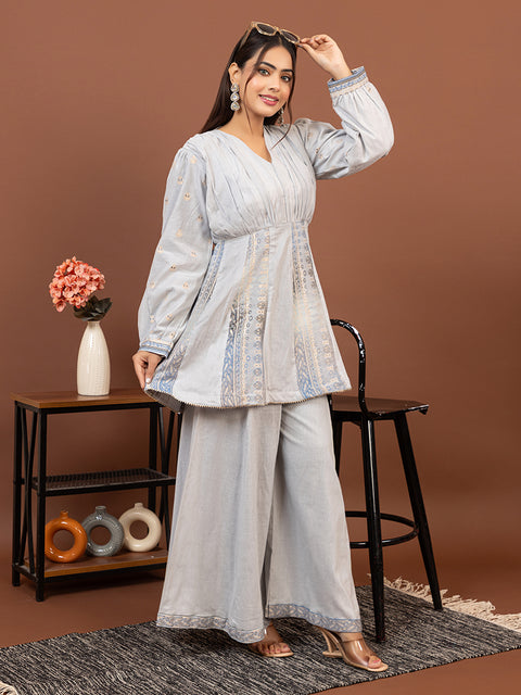 Designer White Anarkali style with Sharara – Stylish Ethnic Co-Ord Set