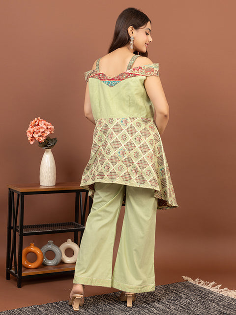 Designer Peach Kurta with Loose Fit Salwar – Stylish Ethnic Co-Ord Set