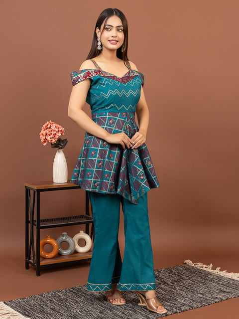 Designer New Green Kurta with Loose Fit Salwar – Stylish Ethnic Co-Ord Set