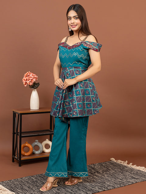 Designer New Green Kurta with Loose Fit Salwar – Stylish Ethnic Co-Ord Set