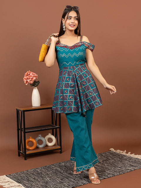 Designer New Green Kurta with Loose Fit Salwar – Stylish Ethnic Co-Ord Set