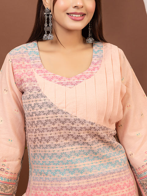 Designer Peach Kurta with Loose Fit Salwar – Stylish Ethnic Co-Ord Set