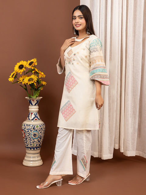 Designer Ethnic White Co-Ord Set