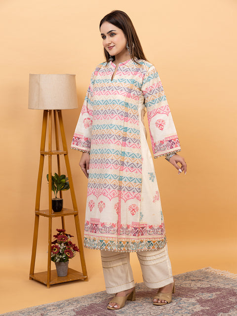 Elegant White Cotton Silk Co-Ord Set by Kidar